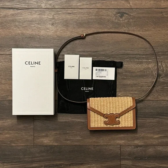 Celine | Bags | Celine Cuir Triomphe Wallet On Strap In